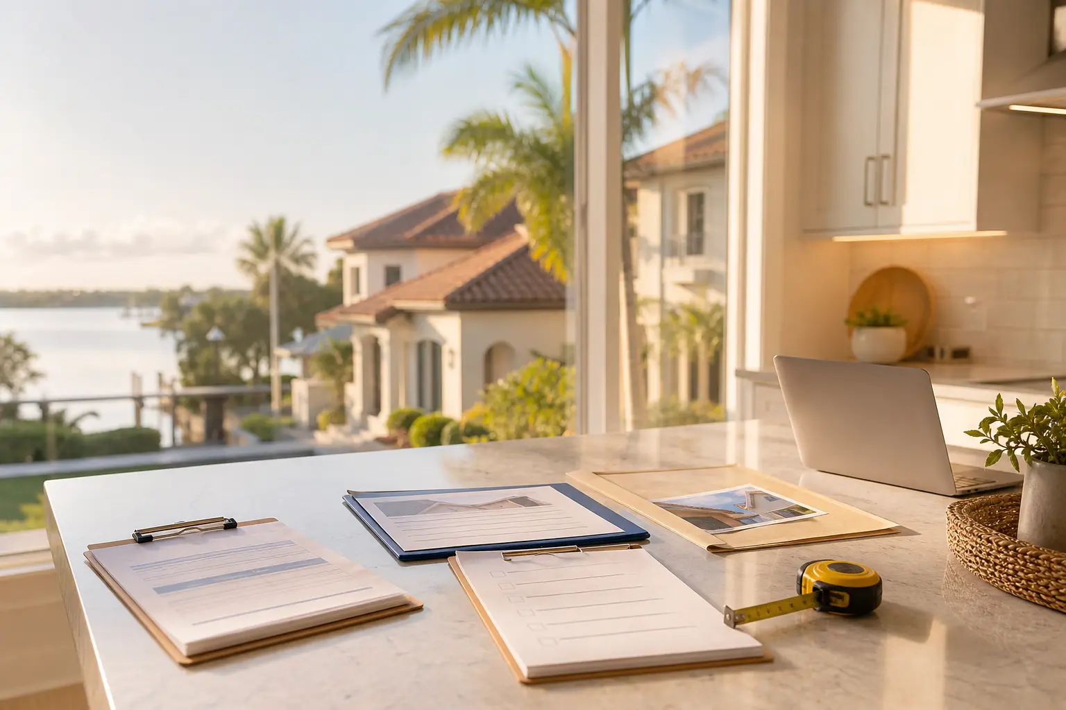 Florida home insurance inspection checklist, roof permit folder, and wind mitigation documents
