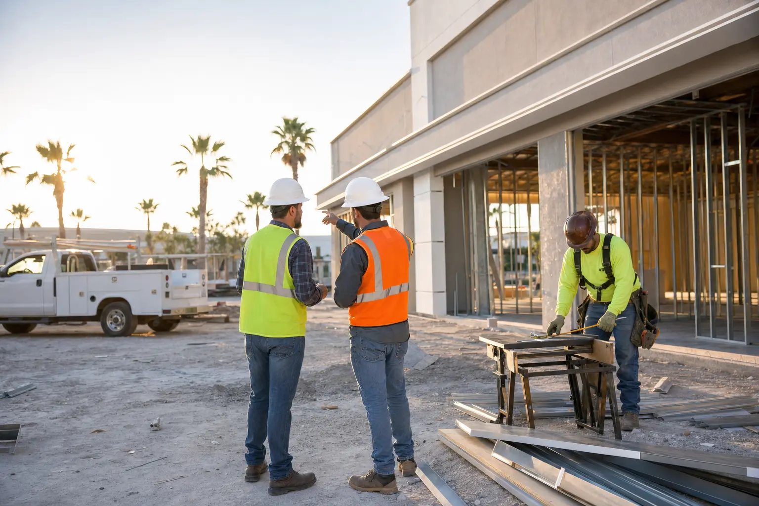 Florida contractors working on a commercial construction job site