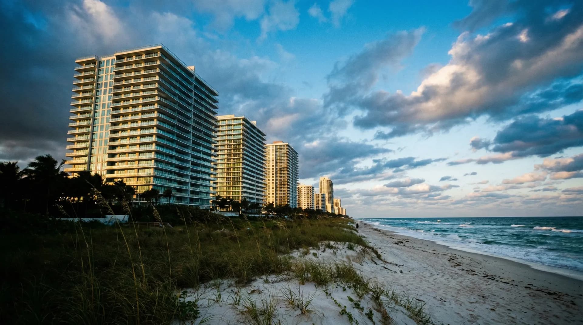 Coastal high-rise condo building overlooking ocean