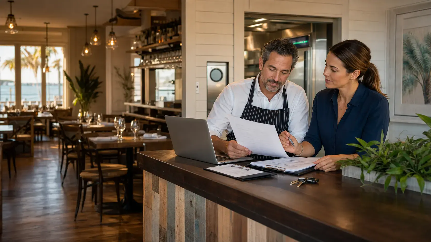Florida restaurant dining room used for restaurant insurance renewal planning