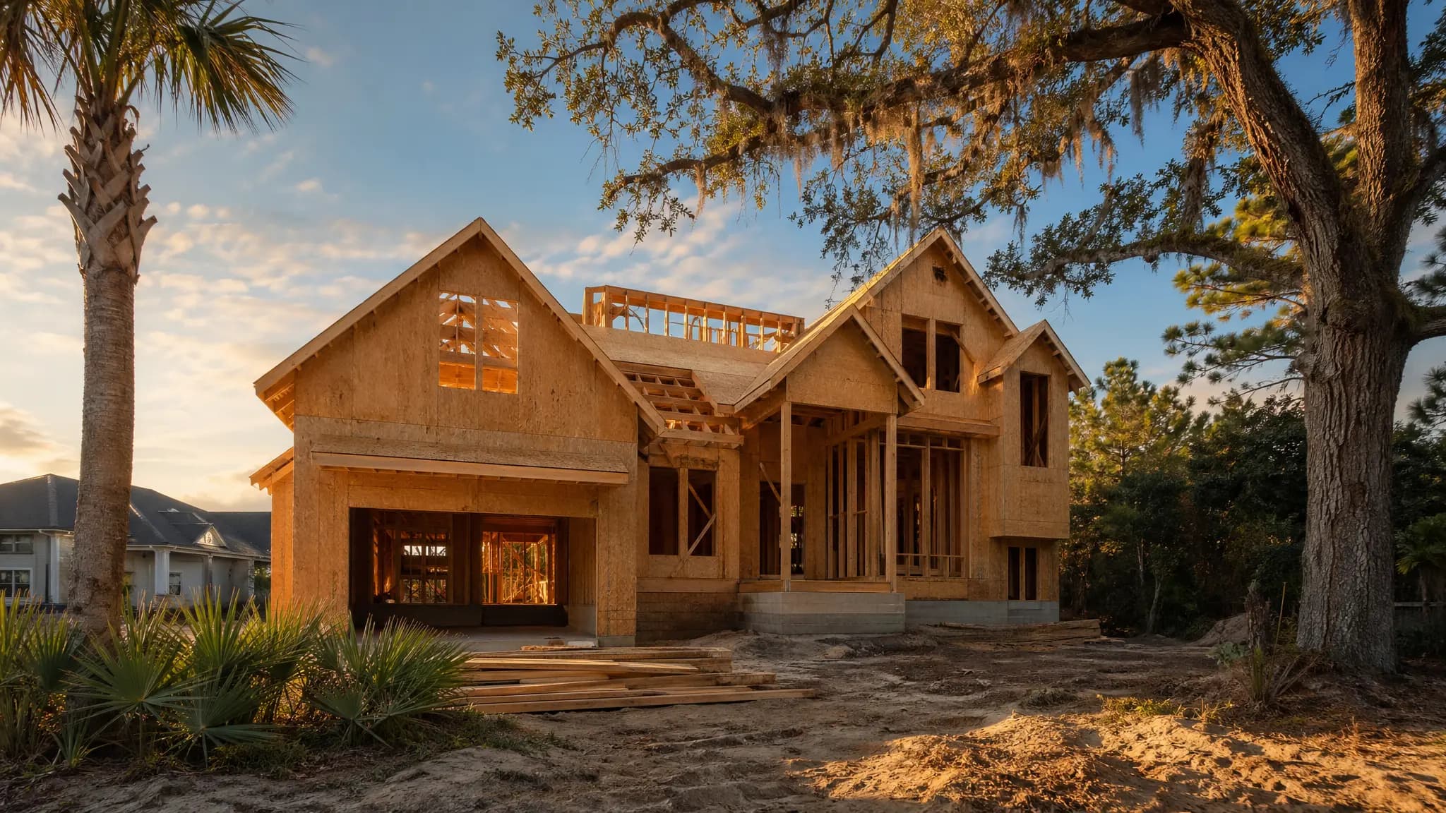 Florida custom home under construction for new construction home insurance