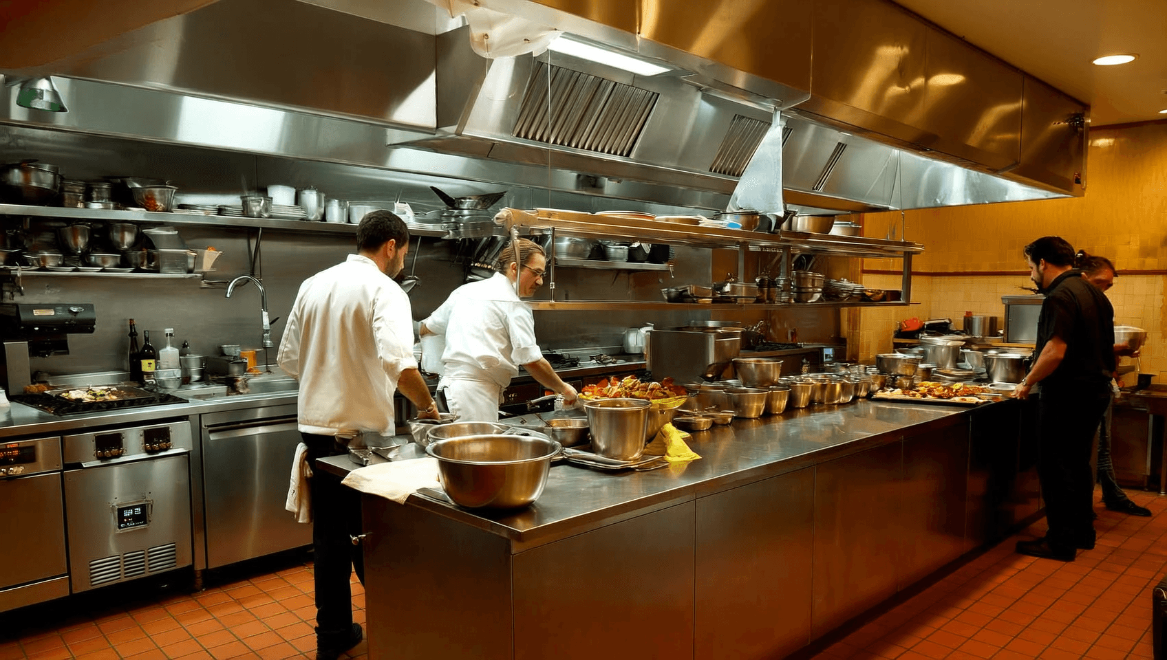 Restaurant kitchen staff working in an Orlando Florida restaurant